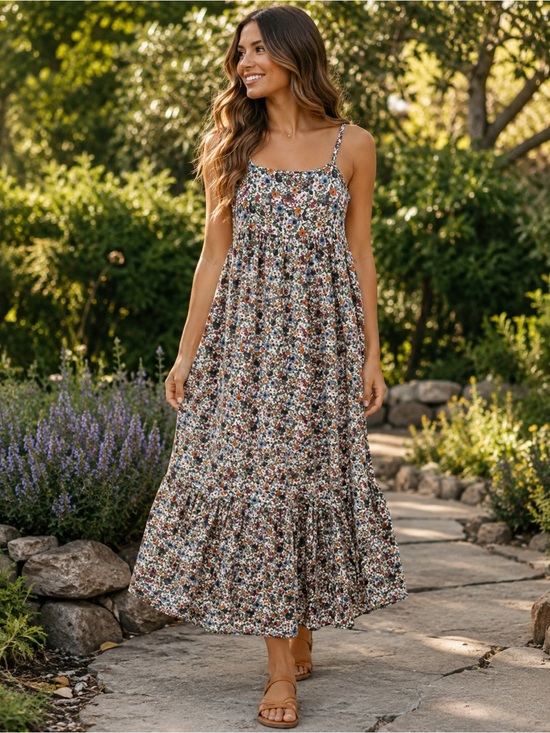 NATURAL LIFE Dresses & Skirts - NATURAL LIFE Nina Cotton Blend Floral Maxi Dress Size L